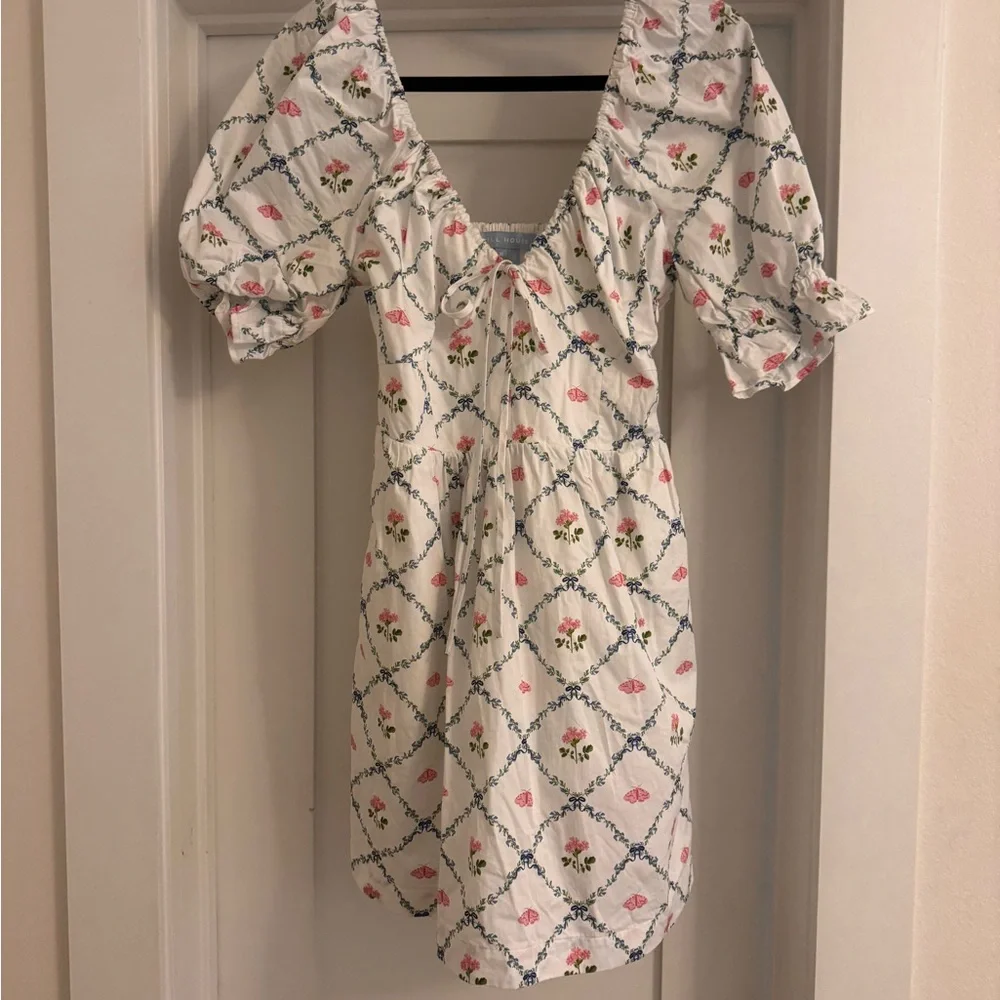 Hill House White and Pink Floral Mini Dress - Picture 2 of 5
